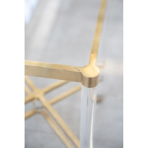 Image 1 of Vintage zeshoekige tafel van glas en messing door Sandro Petti voor Angolometallarte, Italië 1970