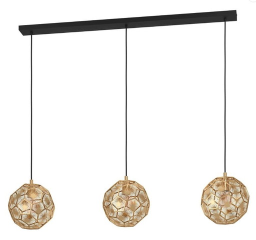 Eglo Hanglamp Skoura 3-Lichts Zwart Met Goud 