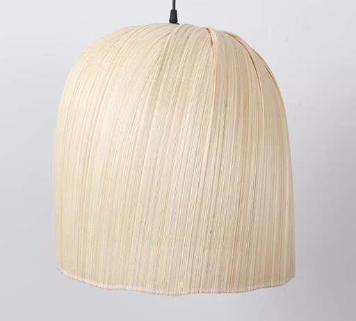 Twee Hanglampen Palmbladeren Rotan