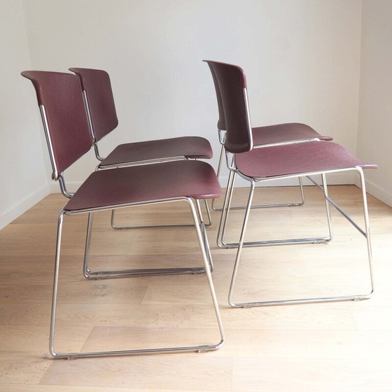 Image 1 of Set van 4 vintage sledestoelen van Max Stacker voor Steelcase, 1970
