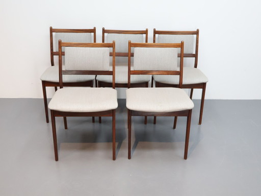 Set van 5 vintage Deense eetkamerstoelen 