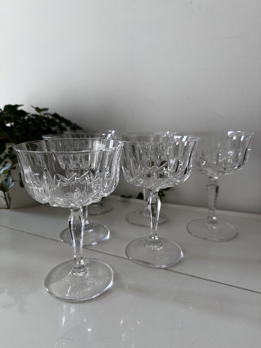 Set Van 6 Kristallen Coupe Champagneglazen