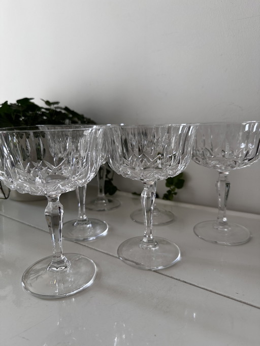 Set Van 6 Kristallen Coupe Champagneglazen