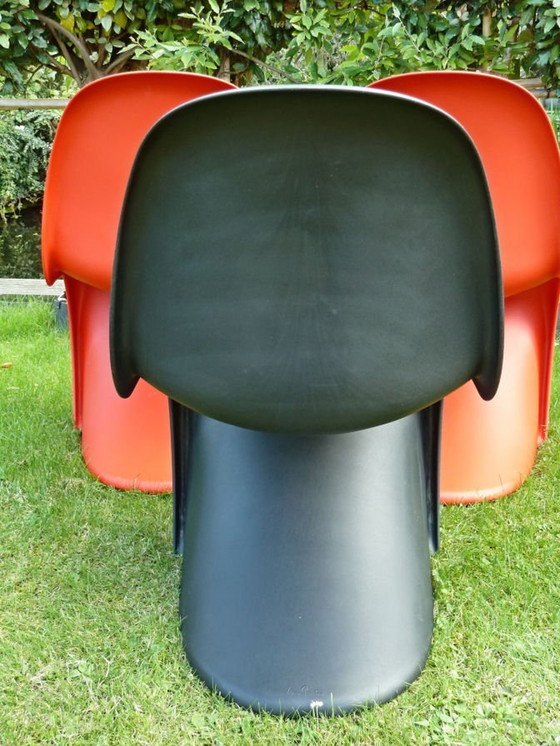 Image 1 of 4x Vitra Panton Chairs Verner Panton Rood & Zwart