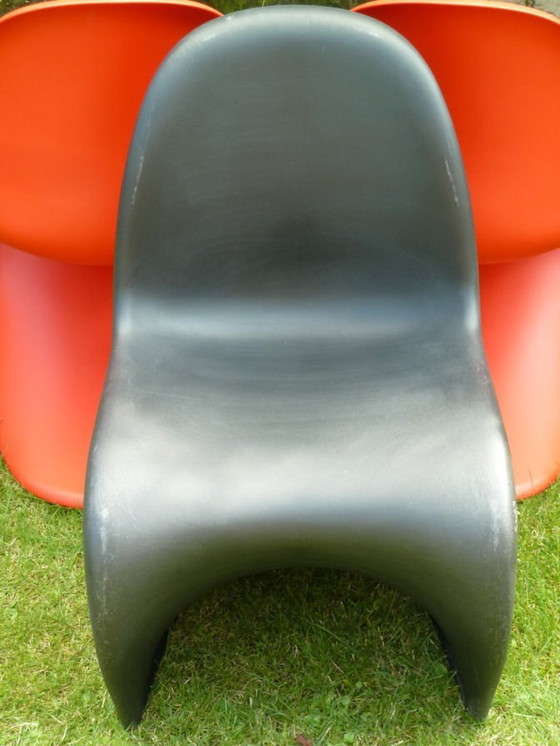 Image 1 of 4x Vitra Panton Chairs Verner Panton Rood & Zwart