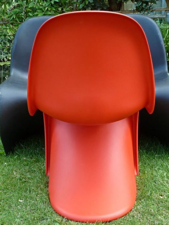 Image 1 of 4x Vitra Panton Chairs Verner Panton Rood & Zwart