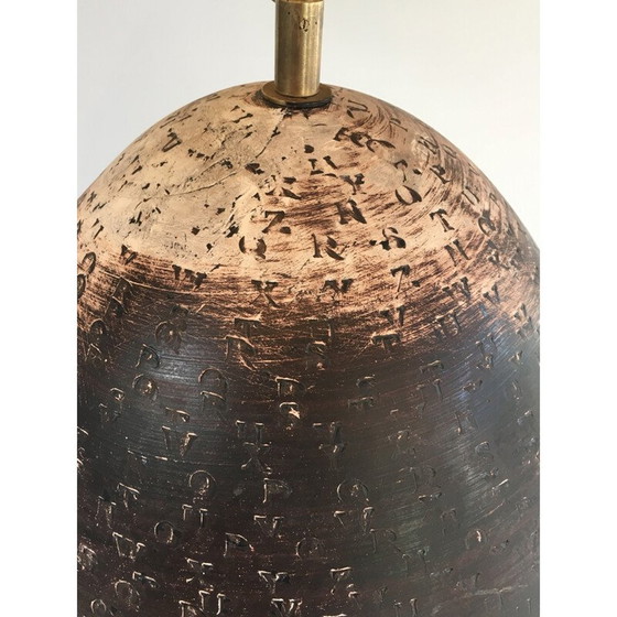 Image 1 of Vintage lamp van keramiek met ingelegde letters, 1970