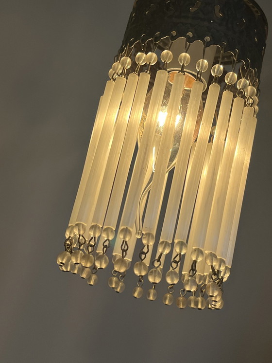 Image 1 of Set Van 4 Vintage Opaline Staafjes Hanglampen Kristal