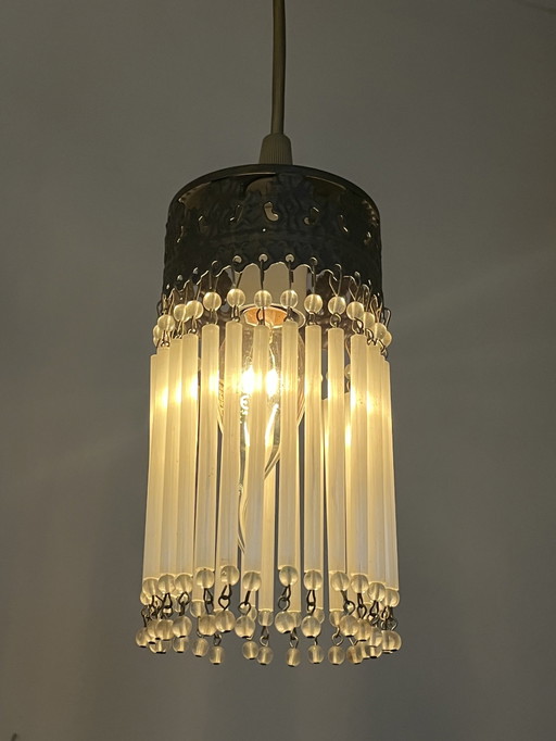 Set Van 4 Vintage Opaline Staafjes Hanglampen Kristal