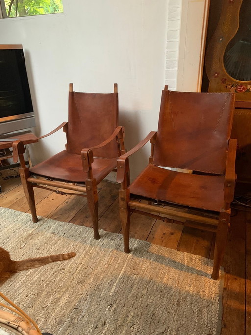 2x Wilhelm Kienz Safari Fauteuils