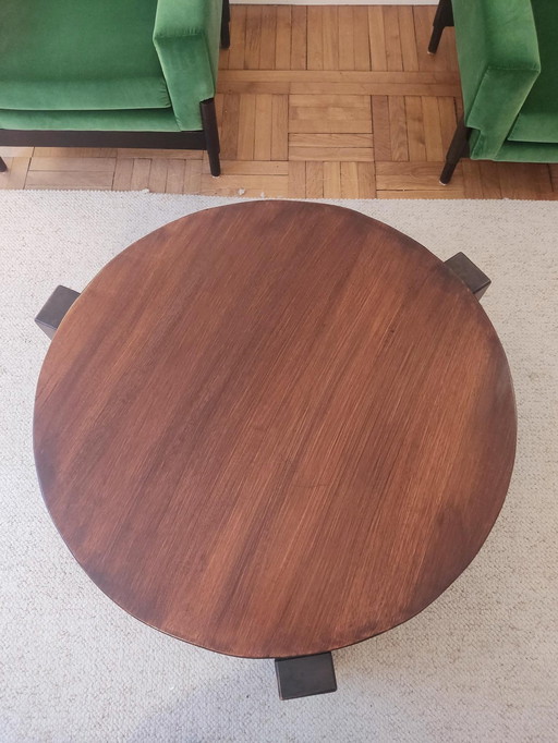 Eiken ronde driepoot salontafel