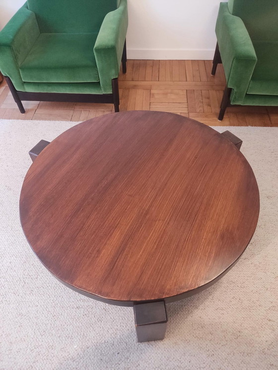 Image 1 of Eiken ronde driepoot salontafel