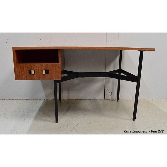 Image 1 of Vintage dubbel bureau in teakfineer van Gérard Guermonprez, 1950