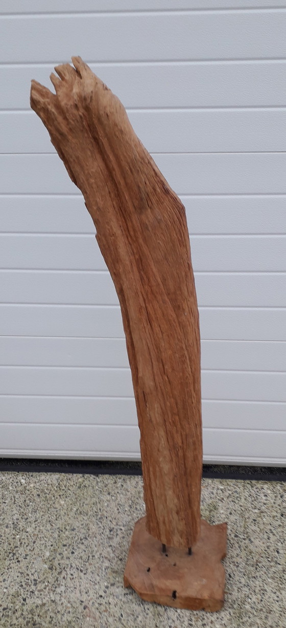 Image 1 of Teakhouten stam op voet 143 cm hoog