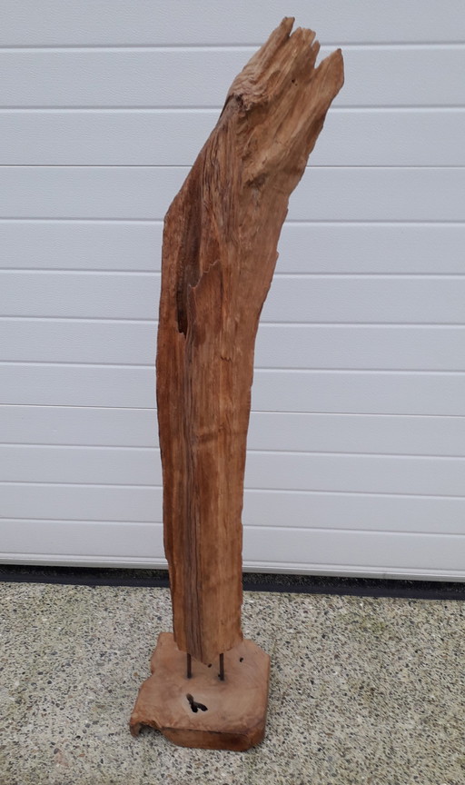 Teakhouten stam op voet 143 cm hoog