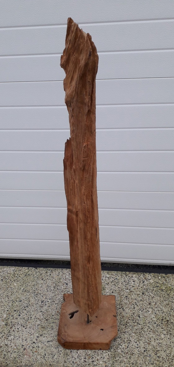 Image 1 of Teakhouten stam op voet 143 cm hoog