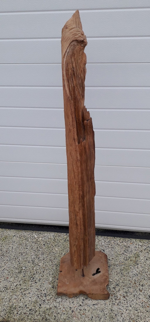 Teakhouten stam op voet 143 cm hoog