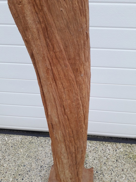 Image 1 of Teakhouten stam op voet 143 cm hoog