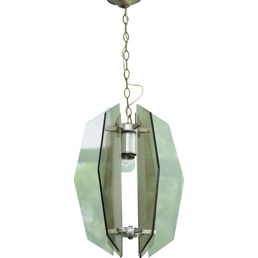 Glazen vintage hanglamp van Veca, 1970