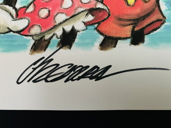 Image 1 of Joan Vizcarra: “Mickey & Minnie Mouse In Paris” Artist Proof A.P., Hand Signed.  Inclusief Certificaat Van Echtheid. 