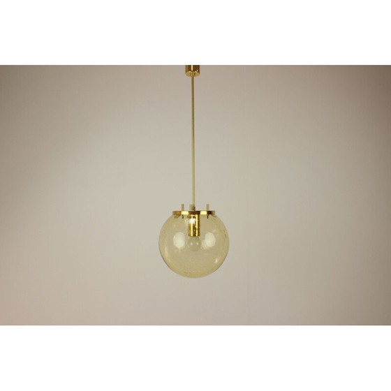 Image 1 of Vintage messing en glazen hanglamp van Kamenický Šenov, Tsjecho-Slowakije 1970