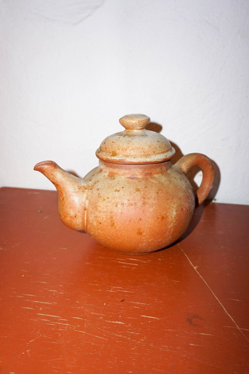 Vintage Franse Grès Theepot * Steengoed Handgemaakte Keramische Theepot