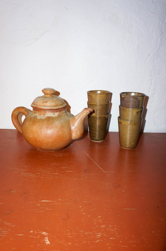 Image 1 of Vintage Franse Grès Theepot * Steengoed Handgemaakte Keramische Theepot