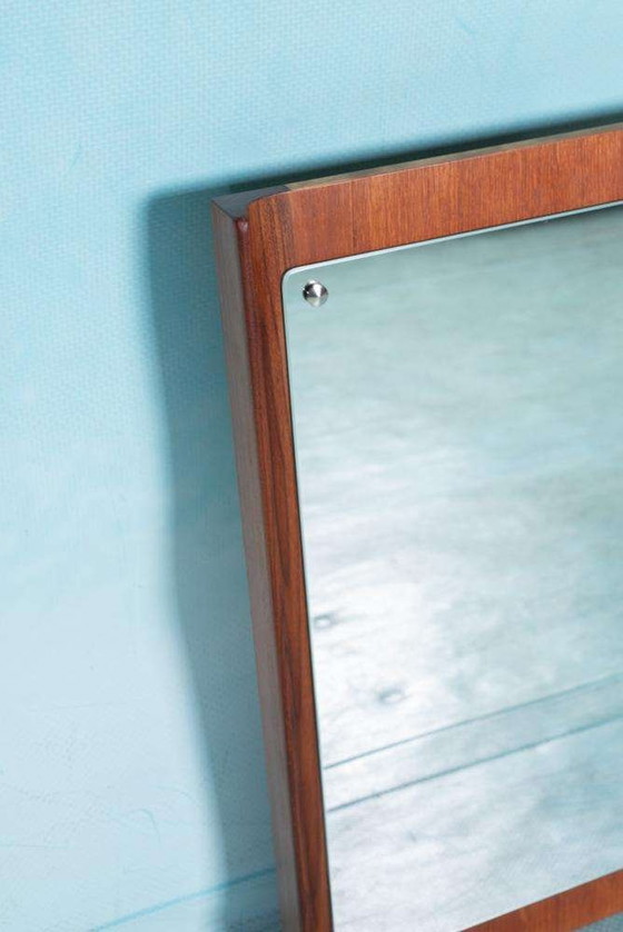Image 1 of Vintage design spiegel teak, Scandinavian minimalist mirror
