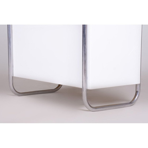 Image 1 of Vintage wit Bauhaus bureau in verchroomd metaal van Robert Slezak, Tsjecho-Slowakije