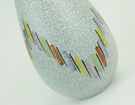Image 1 of Steuler Mid Century Modern Keramische Vaas 1950S Druppel Glazuur Kleurrijk Patroon