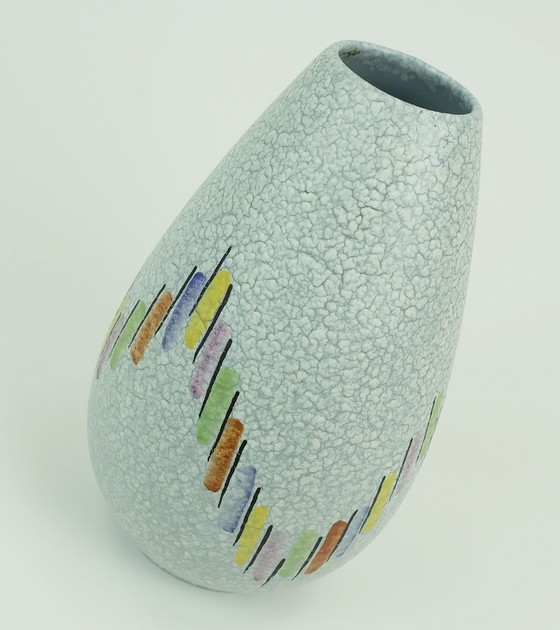 Image 1 of Steuler Mid Century Modern Keramische Vaas 1950S Druppel Glazuur Kleurrijk Patroon
