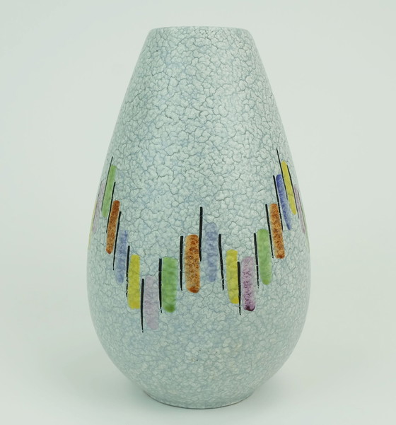 Image 1 of Steuler Mid Century Modern Keramische Vaas 1950S Druppel Glazuur Kleurrijk Patroon