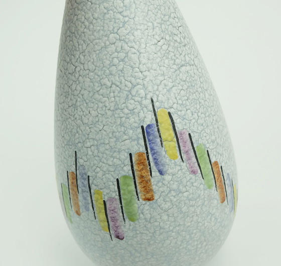 Image 1 of Steuler Mid Century Modern Keramische Vaas 1950S Druppel Glazuur Kleurrijk Patroon