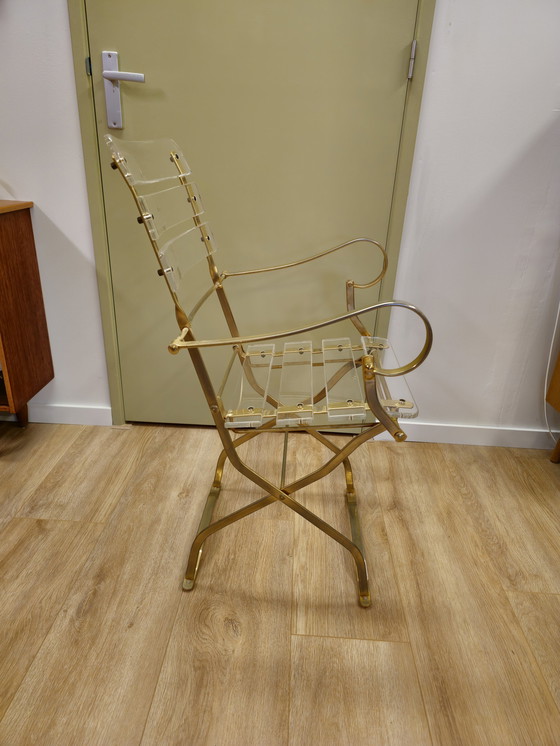 Image 1 of Vintage Plexiglas Stoel Fauteuil Goud Acrylglas