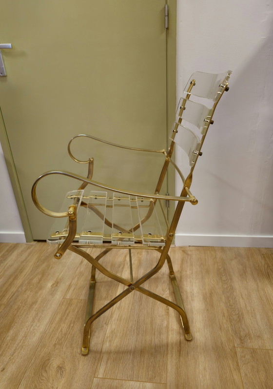 Image 1 of Vintage Plexiglas Stoel Fauteuil Goud Acrylglas