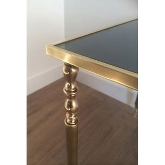 Image 1 of Franse vintage salontafel van messing en glas, 1960