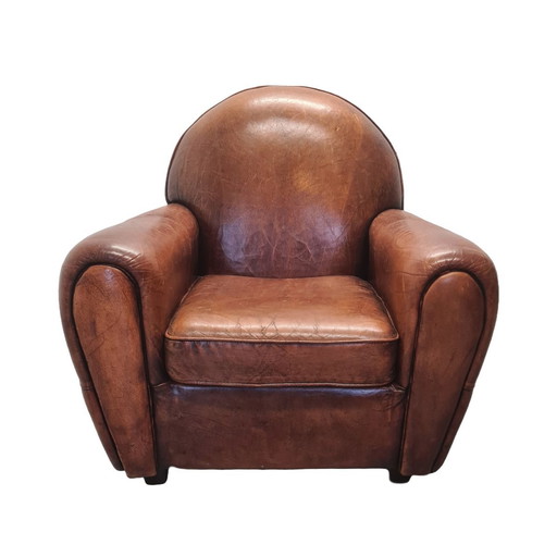 Art Deco Stijl Schapenleren Fauteuil