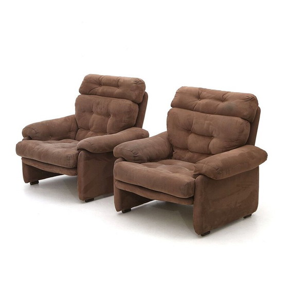 Image 1 of Paar vintage metalen gestoffeerde fauteuils "Coronado" van Tobia Scarpa voor B.B, 1960