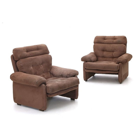 Image 1 of Paar vintage metalen gestoffeerde fauteuils "Coronado" van Tobia Scarpa voor B.B, 1960