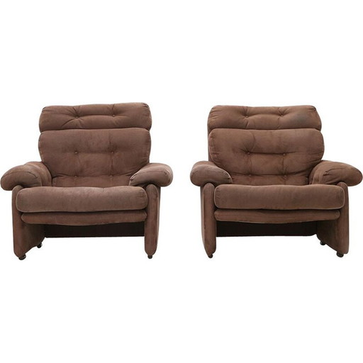 Paar vintage metalen gestoffeerde fauteuils "Coronado" van Tobia Scarpa voor B.B, 1960