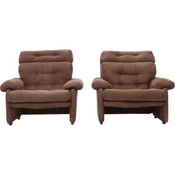 Image 1 of Paar vintage metalen gestoffeerde fauteuils "Coronado" van Tobia Scarpa voor B.B, 1960