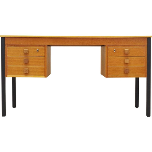 Vintage essenhouten bureau van Domino Møbler, 1970