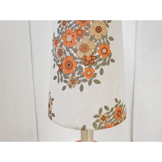 Image 1 of Vintage vloerlamp uit het ruimtetijdperk in opaline glas en verguld messing, 1970