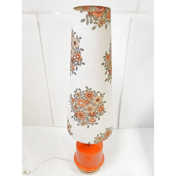 Image 1 of Vintage vloerlamp uit het ruimtetijdperk in opaline glas en verguld messing, 1970