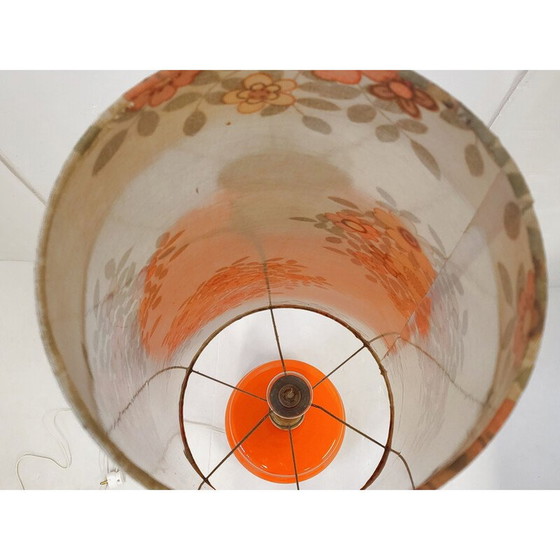 Image 1 of Vintage vloerlamp uit het ruimtetijdperk in opaline glas en verguld messing, 1970