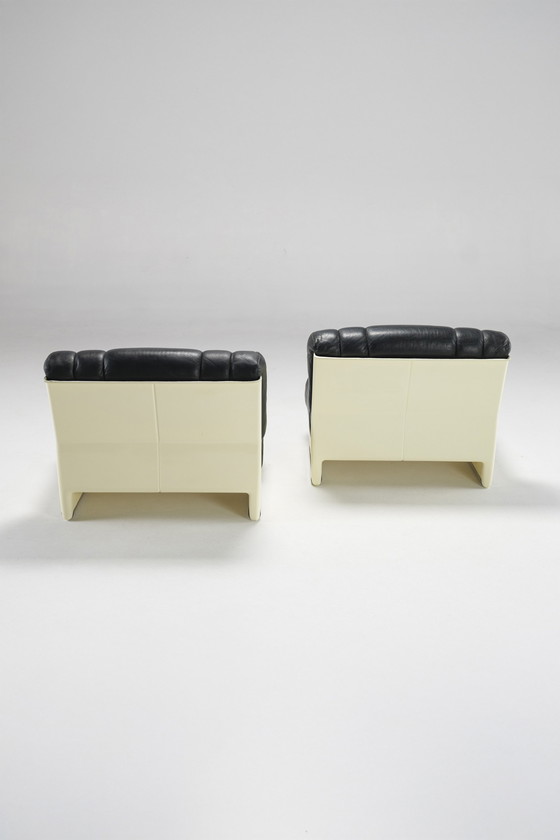 Image 1 of Paar lederen stoelen uit het ruimtetijdperk, Italië, 1970S