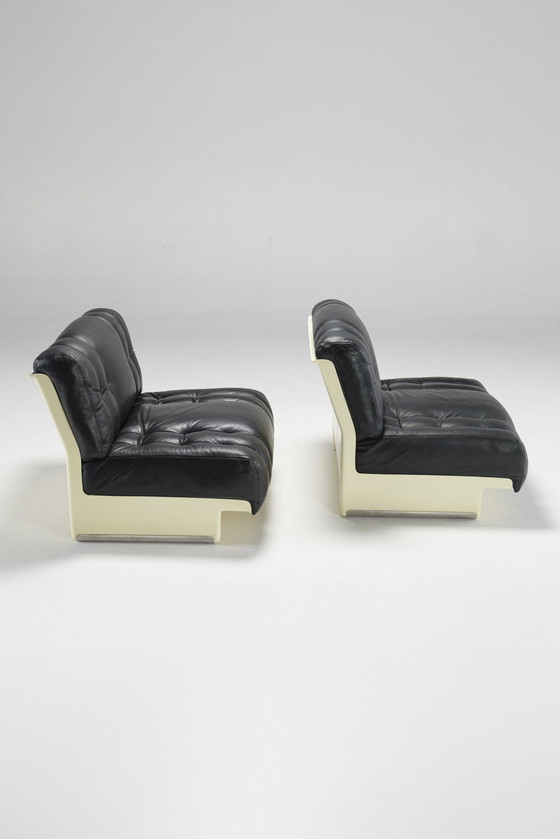 Image 1 of Paar lederen stoelen uit het ruimtetijdperk, Italië, 1970S