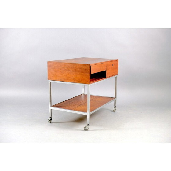 Image 1 of Vintage ijzeren en houten serveerwagen van Herbert Hirche voor Christian Holzäpfel, 1960
