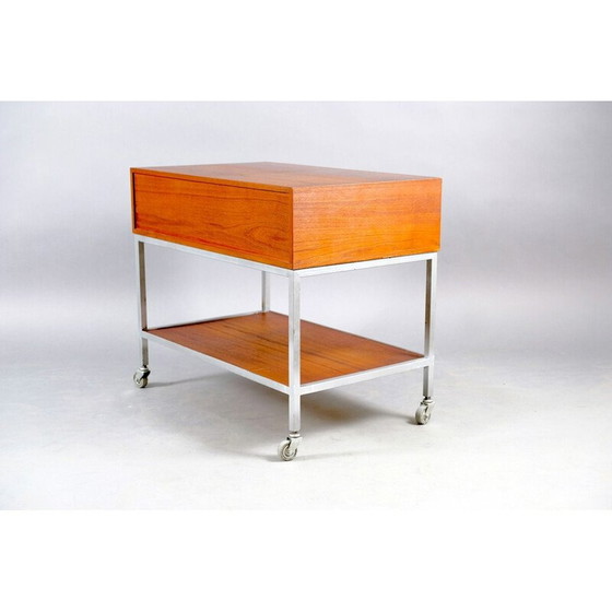 Image 1 of Vintage ijzeren en houten serveerwagen van Herbert Hirche voor Christian Holzäpfel, 1960