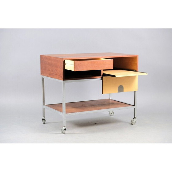 Image 1 of Vintage ijzeren en houten serveerwagen van Herbert Hirche voor Christian Holzäpfel, 1960